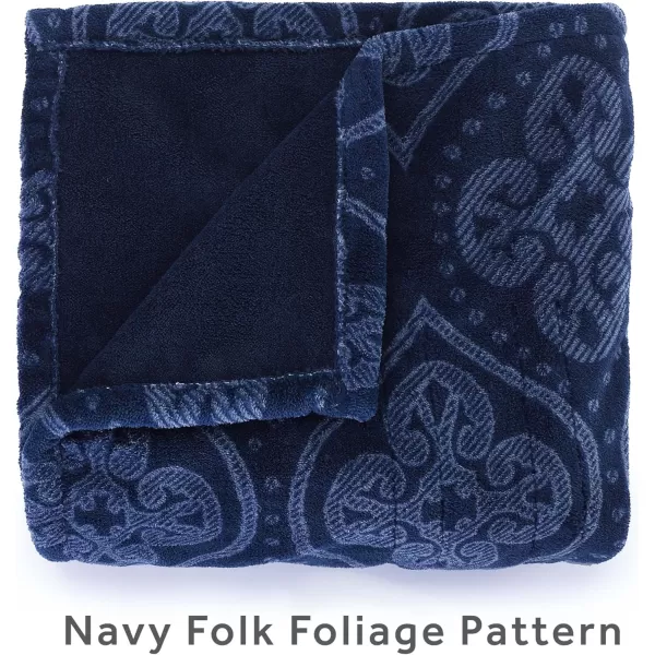 imageSunbeam Royal Luxe Mushroom Heated Blanket  TwinNavy Folk Foliage