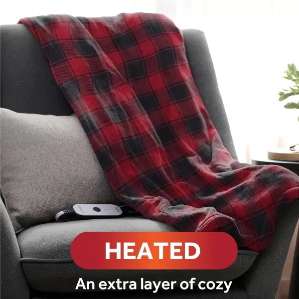 imageSunbeam Royal Luxe Mushroom Heated Blanket  TwinRed Black Buffalo Plaid