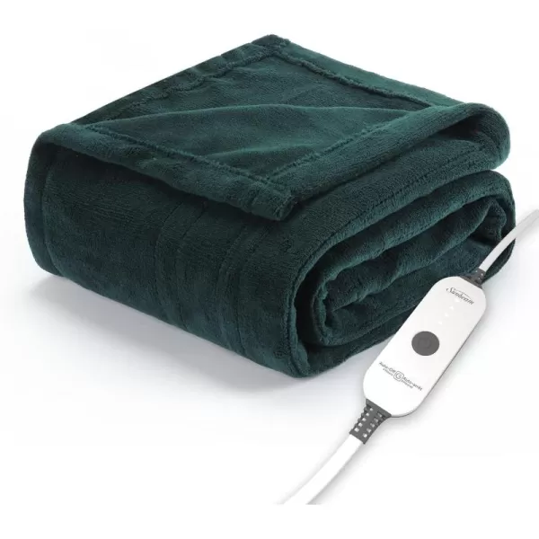 imageSunbeam Royal Luxe Mushroom Heated Blanket  TwinBotanical Green