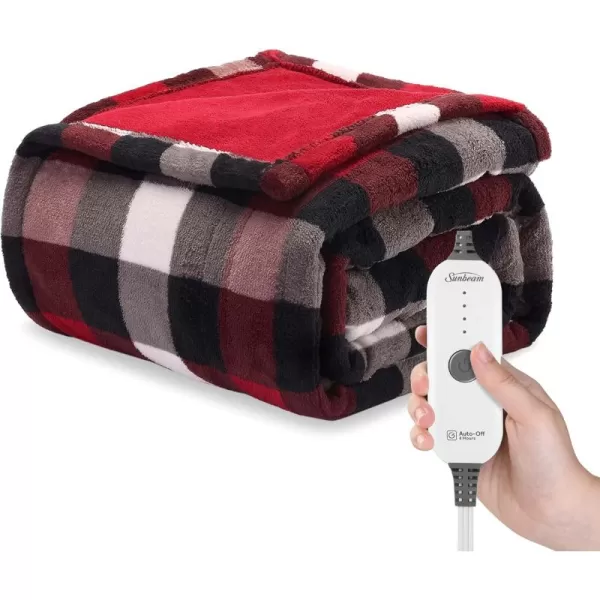 imageSunbeam Royal Luxe Mushroom Heated Blanket  TwinBuffalo Plaid