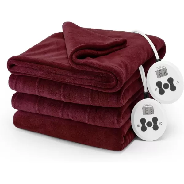 imageSunbeam Royal Luxe Mushroom Heated Blanket  TwinDark Cherry