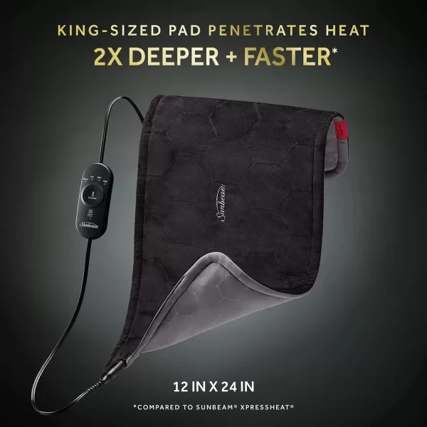 imageSunbeam AdvancedHeat KingSized Heating Pad Sunbeam Heating Pad for Tough Pain ReliefBlack