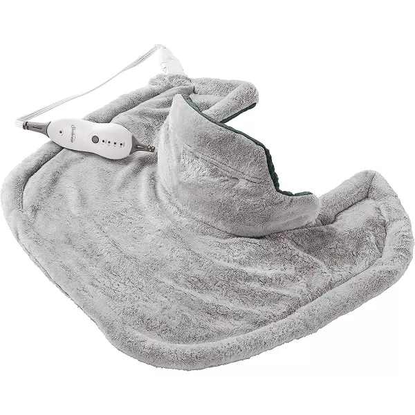 imageSunbeam Contoured Heating Pad for Neck ampamp Shoulder Pain Relief with Auto Shut Off Moist Heating Option 22 x 19 Grey19 inches