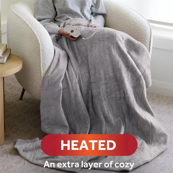 imageSunbeam Royal Mink Sherpa Cabernet Heated Personal Throw  Blanket CozyWarm Adjustable Heat SettingsDove Grey