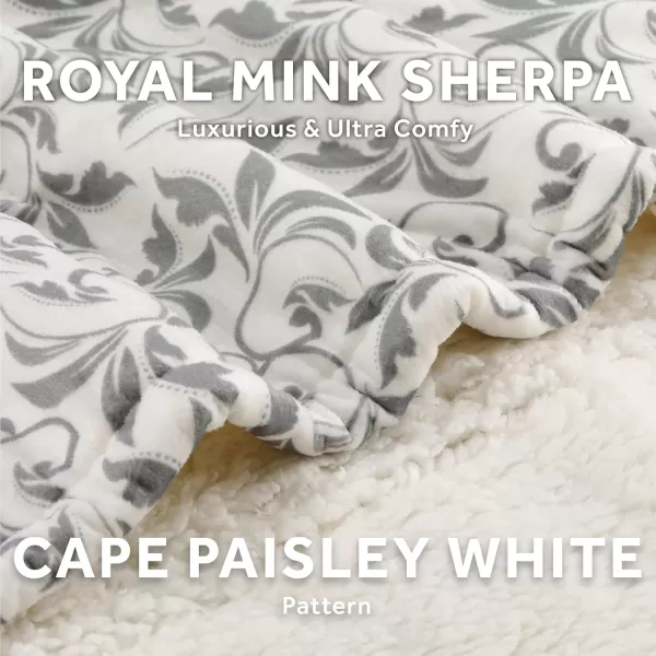 imageSunbeam Royal Mink Sherpa Cabernet Heated Personal Throw  Blanket CozyWarm Adjustable Heat SettingsGrey Cape Paisley