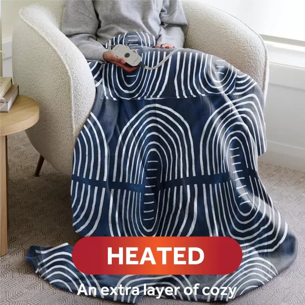 imageSunbeam Royal Posh Velvet Heated Throw Electric Blanket 50quot x 60quot 4 Heat Settings 4Hour Auto ShutOff Warming Throw for Couch Fast Heating Machine Washable Warm and Cozy Rain Storm BlueBlue Rounds