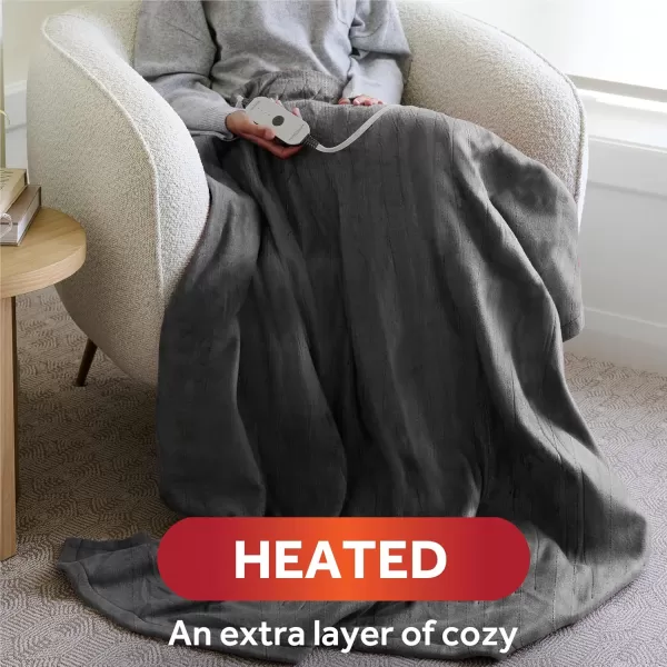 imageSunbeam Royal Posh Velvet Heated Throw Electric Blanket 50quot x 60quot 4 Heat Settings 4Hour Auto ShutOff Warming Throw for Couch Fast Heating Machine Washable Warm and Cozy Rain Storm BlueNight Fog