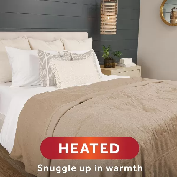 imageSunbeam Royal Ultra Fleece Heated Electric Blanket Twin Size 84quot x 62quot 12 Heat Settings 12Hour Selectable Auto ShutOff Fast Heating Machine Washable Warm and Cozy Mushroom