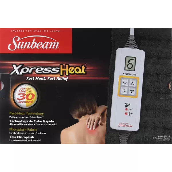 imageSunbeam XL Back Neck and Shoulder Heat Therapy 12 x 24 with Auto Shut Off 6 Settings MachineWashable Comfortable Microplush Fabric  BurgundyDark Green