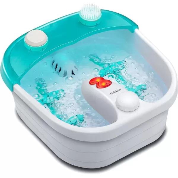 imageSunbeam Deep Reservoir Aqua Therapy Foot Spa Foot Bath with Heat Bubbles Massage Rollers with Exfoliating Brush and Pumice Stone Pedicure Attachments Extra Long Basin