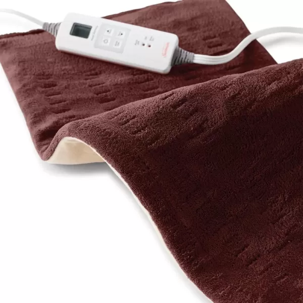 imageSunbeam XL Back Neck and Shoulder Heat Therapy 12 x 24 with Auto Shut Off 6 Settings MachineWashable Comfortable Microplush Fabric  BurgundyBurgundy