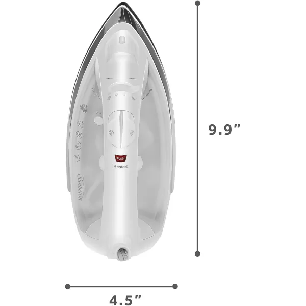 imageSunbeam Compact Steam Iron 1200 Watts NonStick Soleplate Powerful Shot of Steam Horizontal or Vertical Spray Mist Precision Tip WhiteBlueWhite