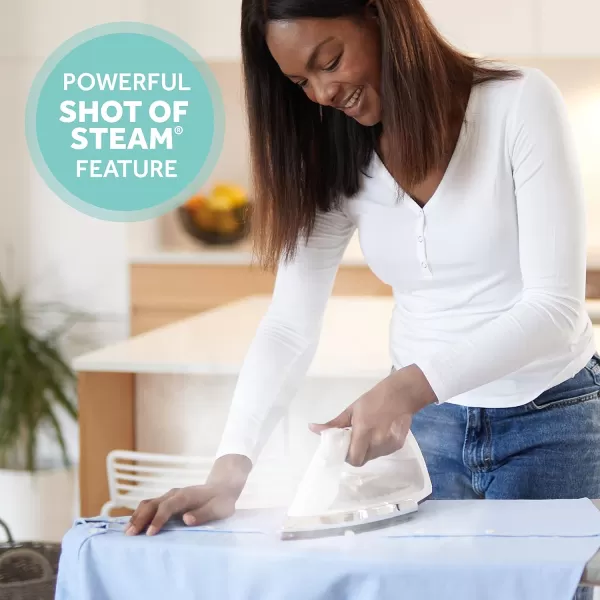 imageSunbeam Compact Steam Iron 1200 Watts NonStick Soleplate Powerful Shot of Steam Horizontal or Vertical Spray Mist Precision Tip WhiteBlueWhite