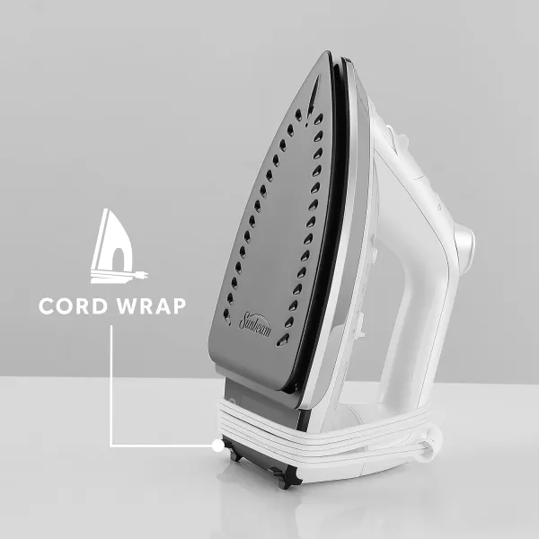 imageSunbeam Compact Steam Iron 1200 Watts NonStick Soleplate Powerful Shot of Steam Horizontal or Vertical Spray Mist Precision Tip WhiteBlueWhite