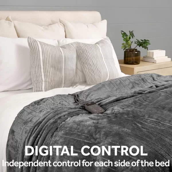 imageSunbeam Electric WiFi Connected Loftec Electric Heated Blanket 10 Heat Settings 10Hour Auto Off Fast Heating Smart Heating Blanket Voice ampamp Wired Controller Night Fog Grey Full 84quot x 72quotQueen