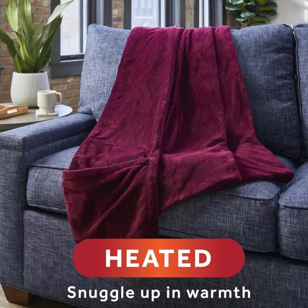 imageSunbeam Royal Luxe Admiral Blue Heated Personal Throw  Blanket CozyWarm Adjustable Heat SettingsBordeaux