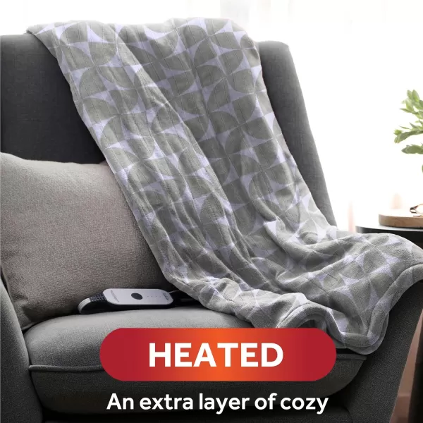 imageSunbeam Royal Luxe Admiral Blue Heated Personal Throw  Blanket CozyWarm Adjustable Heat SettingsGrey Geometric