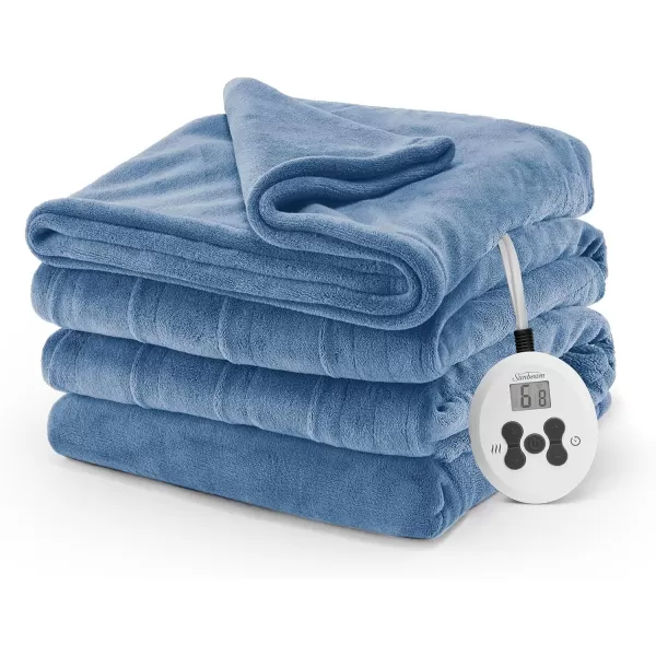 imageSunbeam Royal Luxe Admiral Blue Heated Personal Throw  Blanket CozyWarm Adjustable Heat SettingsIce Blue