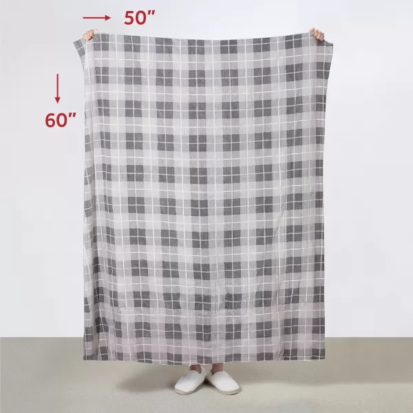 imageSunbeam Royal Luxe Admiral Blue Heated Personal Throw  Blanket CozyWarm Adjustable Heat SettingsRodeen Plaid Grey