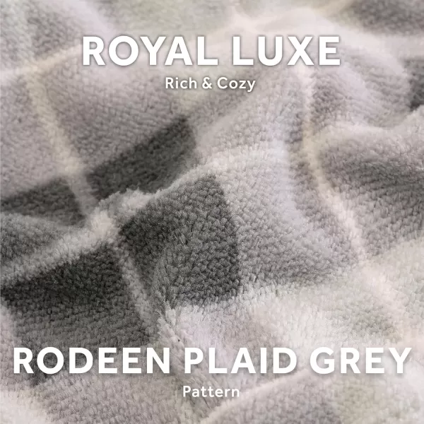 imageSunbeam Royal Luxe Admiral Blue Heated Personal Throw  Blanket CozyWarm Adjustable Heat SettingsRodeen Plaid Grey