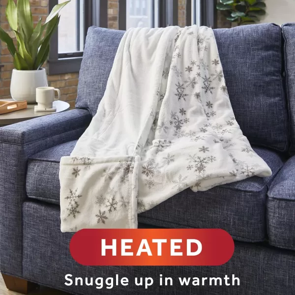 imageSunbeam Royal Luxe Admiral Blue Heated Personal Throw  Blanket CozyWarm Adjustable Heat SettingsSnowflakes