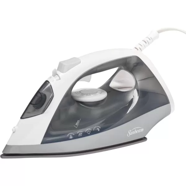 imageSunbeam Compact Steam Iron 1200 Watts NonStick Soleplate Powerful Shot of Steam Horizontal or Vertical Spray Mist Precision Tip WhiteBlueWhiteGrey