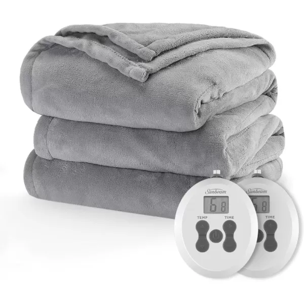 imageSunbeam Royal Luxe Admiral Blue Heated Personal Throw  Blanket CozyWarm Adjustable Heat SettingsLight Marble Grey