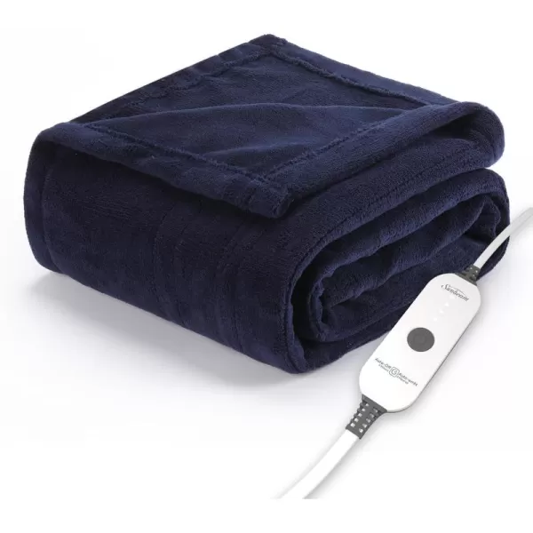 imageSunbeam Royal Luxe Admiral Blue Heated Personal Throw  Blanket CozyWarm Adjustable Heat SettingsMidnight Blue