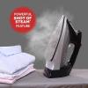 imageSunbeam 1700W Steam Iron 8 Retractable Cord Variable Temperature Select NonStick Soleplate Dual Spray Mist Horizontal or Vertical Shot of Steam Feature 3Way AutoOff Blue and WhiteOne Size