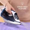 imageSunbeam 1700W Steam Iron 8 Retractable Cord Variable Temperature Select NonStick Soleplate Dual Spray Mist Horizontal or Vertical Shot of Steam Feature 3Way AutoOff Blue and WhiteOne Size