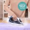 imageSunbeam 1700W Steam Iron 8 Retractable Cord Variable Temperature Select NonStick Soleplate Dual Spray Mist Horizontal or Vertical Shot of Steam Feature 3Way AutoOff Blue and WhiteOne Size