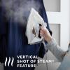 imageSunbeam 1700W Steam Iron 8 Retractable Cord Variable Temperature Select NonStick Soleplate Dual Spray Mist Horizontal or Vertical Shot of Steam Feature 3Way AutoOff Blue and Whiteregular