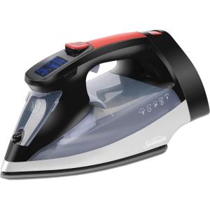imageSunbeam 1700W Steam Iron 8 Retractable Cord Variable Temperature Select NonStick Soleplate Dual Spray Mist Horizontal or Vertical Shot of Steam Feature 3Way AutoOff Blue and WhiteOne Size