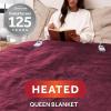 imageSunbeam Electric Royal Luxe Microplush Heated Blanket 12 Heat Settings 12Hour Auto ShutOff Fast Heating Warm ampamp Cozy Machine Washable Mushroom Color Full 84quot x 72quotCabernet