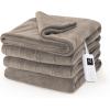 imageSunbeam Electric Royal Luxe Microplush Heated Blanket 12 Heat Settings 12Hour Auto ShutOff Fast Heating Warm ampamp Cozy Machine Washable Mushroom Color Full 84quot x 72quotMushroom
