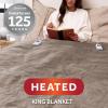 imageSunbeam Electric Royal Luxe Microplush Heated Blanket 12 Heat Settings 12Hour Auto ShutOff Fast Heating Warm ampamp Cozy Machine Washable Mushroom Color Full 84quot x 72quotMushroom