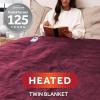 imageSunbeam Electric Royal Luxe Microplush Heated Blanket 12 Heat Settings 12Hour Auto ShutOff Fast Heating Warm ampamp Cozy Machine Washable Mushroom Color Full 84quot x 72quotCabernet