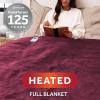 imageSunbeam Electric Royal Luxe Microplush Heated Blanket 12 Heat Settings 12Hour Auto ShutOff Fast Heating Warm ampamp Cozy Machine Washable Mushroom Color Full 84quot x 72quotCabernet
