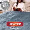 imageSunbeam Electric Royal Luxe Microplush Heated Blanket 12 Heat Settings 12Hour Auto ShutOff Fast Heating Warm ampamp Cozy Machine Washable Dove Gray Color Twin 84quot x 62quotCadet Blue