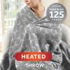 imageSunbeam Electric Royal Luxe Microplush Heated Blanket 12 Heat Settings 12Hour Auto ShutOff Fast Heating Warm ampamp Cozy Machine Washable Dove Gray Color Twin 84quot x 62quotGrey Geometric