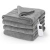 imageSunbeam Electric Royal Luxe Microplush Heated Blanket 12 Heat Settings 12Hour Auto ShutOff Fast Heating Warm ampamp Cozy Machine Washable Dove Gray Color Twin 84quot x 62quotDove Grey