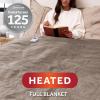 imageSunbeam Electric Royal Luxe Microplush Heated Blanket 12 Heat Settings 12Hour Auto ShutOff Fast Heating Warm ampamp Cozy Machine Washable Dove Gray Color Twin 84quot x 62quotMushroom
