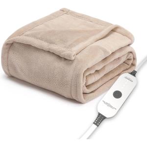 imageSunbeam Electric Royal Luxe Microplush Heated Blanket 12 Heat Settings 12Hour Auto ShutOff Fast Heating Warm ampamp Cozy Machine Washable Dove Gray Color Twin 84quot x 62quotPeyote