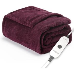 imageSunbeam Electric Royal Luxe Microplush Heated Blanket 12 Heat Settings 12Hour Auto ShutOff Fast Heating Warm ampamp Cozy Machine Washable Dove Gray Color Twin 84quot x 62quotCabernet