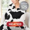 imageSunbeam Electric Heated Throw Blanket Royal Faux Fur Fast Heating 4 Heat Settings 4Hour Auto ShutOff Rich and Ultra Silky Cow Print 50quot  60quot