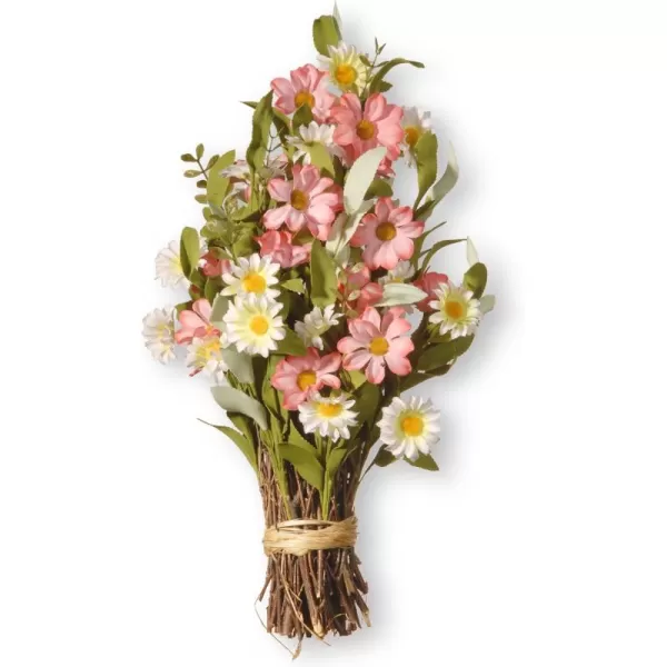 National Tree 28quot Spring Flowers Swag MulticolorWhite pink