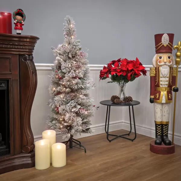 HGTV Home Collection PreLit Snowy Bedford Pine Wrapped Tree with Red Berries Pinecones Clear Incandescent Lights Green Plug in 45 ftHGTV Home Collection PreLit Snowy Bedford Pine Wrapped Tree with Red Berries Pinecones Clear Incandescent Lights Green Plug in 45 ft