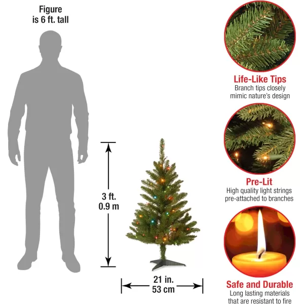 National Tree Company Artificial PreLit Mini Christmas Tree Green Kingswood Fir Multicolor Lights Includes Stand 3 FeetNational Tree Company Artificial PreLit Mini Christmas Tree Green Kingswood Fir Multicolor Lights Includes Stand 3 Feet