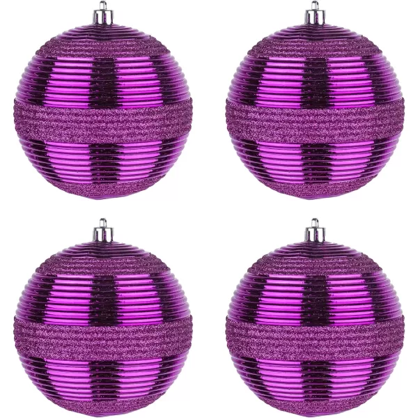 National Tree Company First Traditions Christmas Tree Ornaments Purple with Glitter Stripes Set of 6National Tree Company First Traditions Christmas Tree Ornaments Purple with Glitter Stripes Set of 6