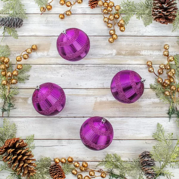 National Tree Company First Traditions Christmas Tree Ornaments Purple with Glitter Stripes Set of 6National Tree Company First Traditions Christmas Tree Ornaments Purple with Glitter Stripes Set of 6